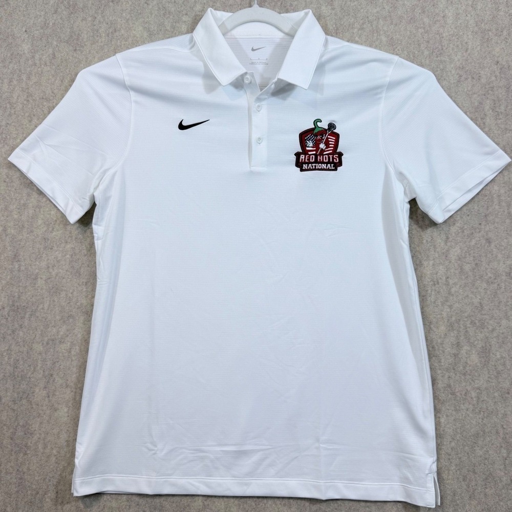 Nike Dri-FIT Red Hots National Polo Shirt Mens Large White Polyester Athletic‎